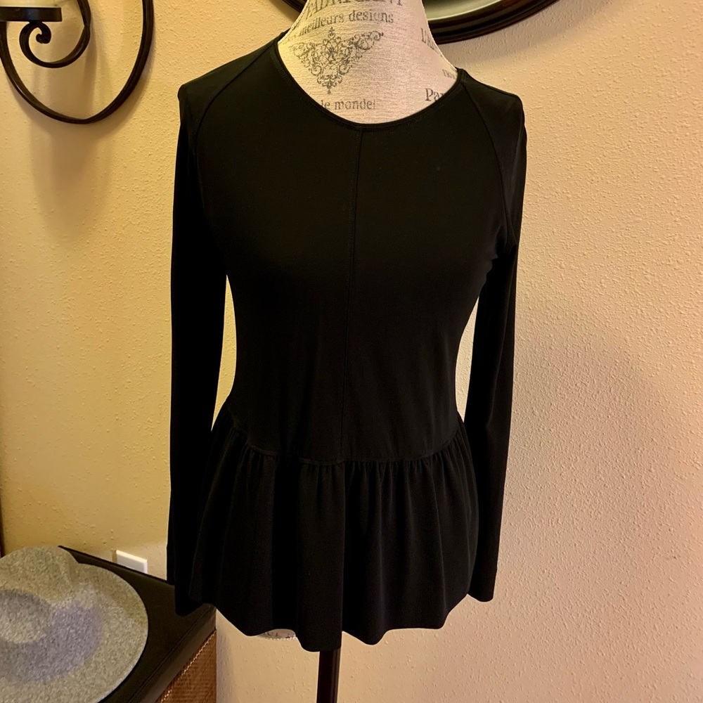 NFS LN BEAUTIFUL PIAZZA SEMPIONE CREPE RUFFLED TOP. LONG SLEEVE. PULLOVER.